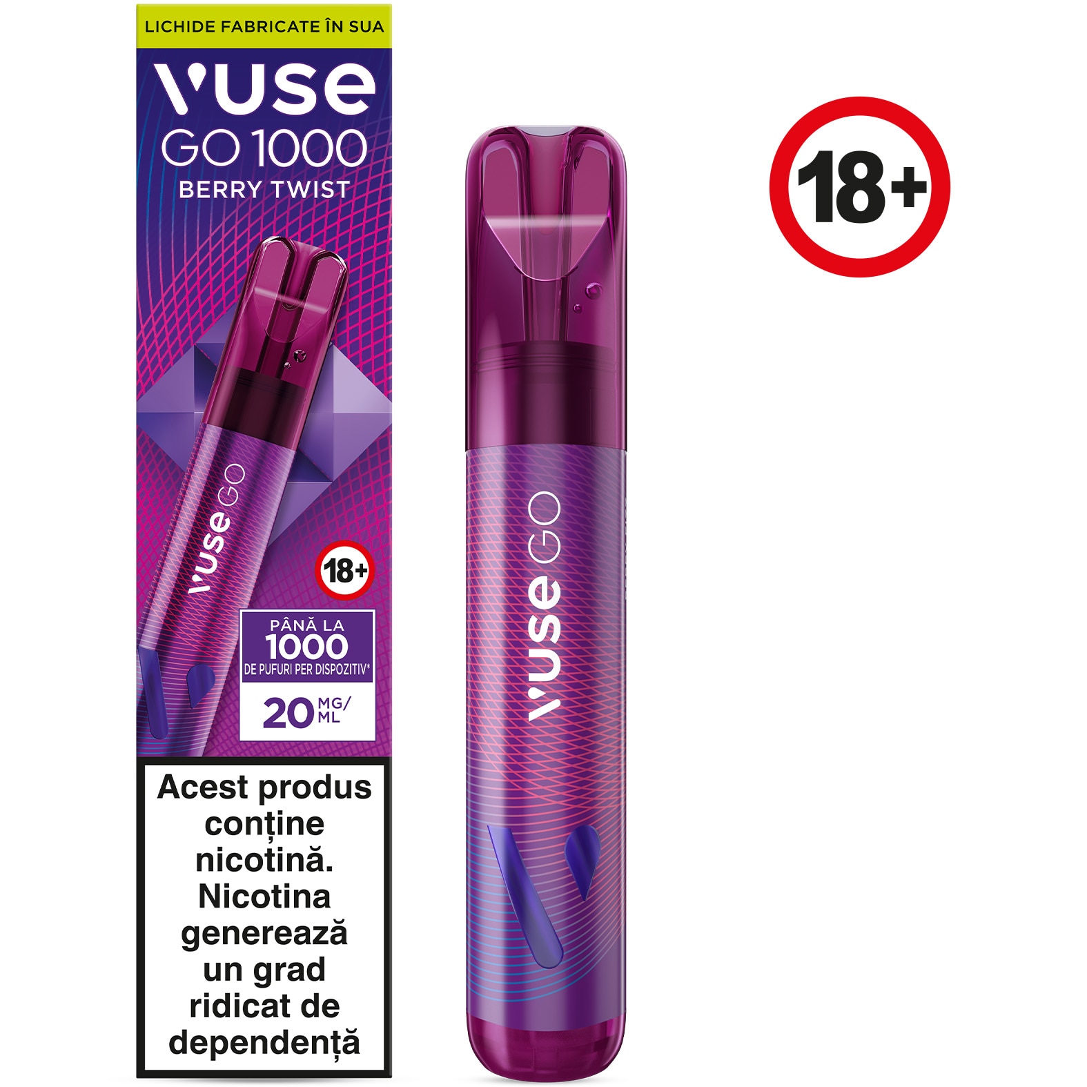 Vuse GO 1000 PEN Berry Twist, 6x20mg/ml - eMAG.ro