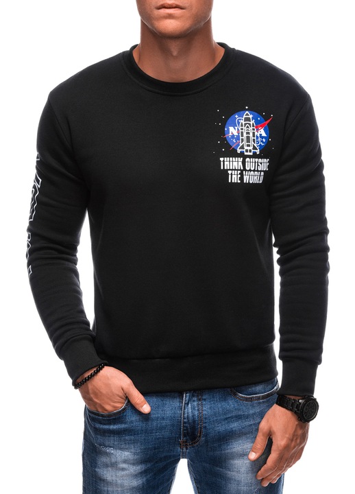 Блуза EDOTI B1685, Мъжка, Без цип, Без качулка, Черен