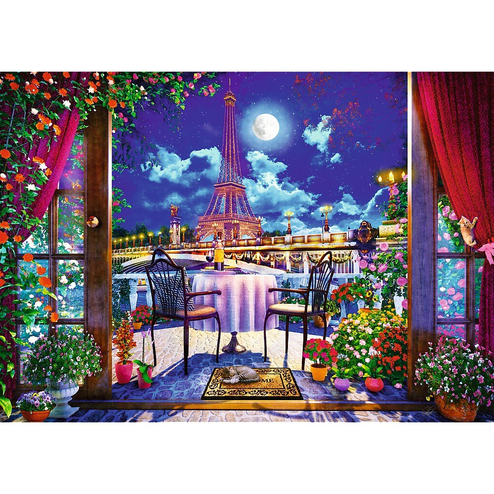 SEIZO WATASE Twinkle Night 1000ピース Puzzle Trefl Premium Plus - Tea Time, Parisul In Lumina Lunii