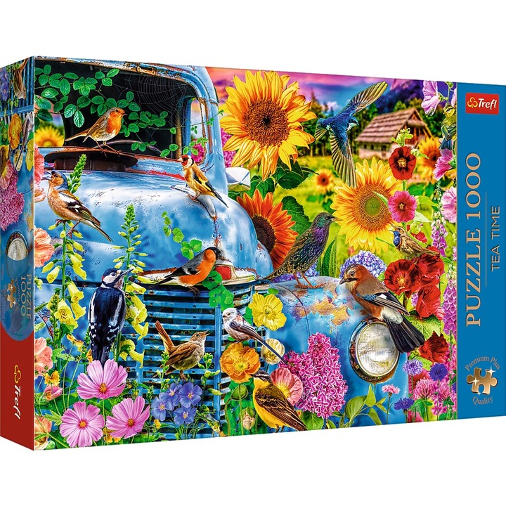 Пъзел Trefl Premium Plus - Tea Time, Живот на село, Пойни птици, 1000 части