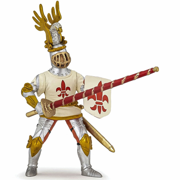 Figurina Papo - Personaje medievale, Cavaler Crin Alb