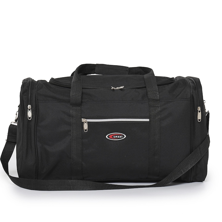 Geanta voiaj, ORMI, design compartimente separate, neagra, 63x25x30cm