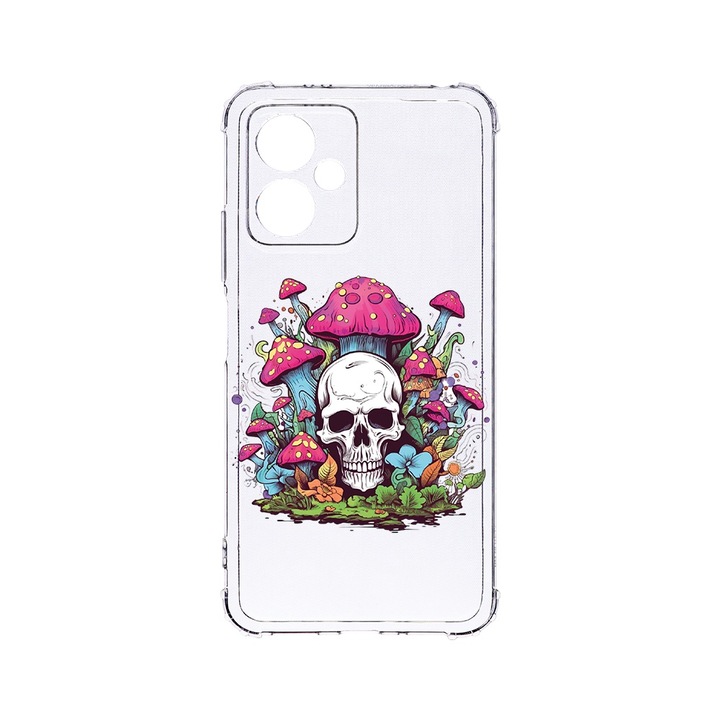 BestCase Anti Shock 1.5MM telefontok, kompatibilis modell Motorola Moto G54 / Moto G54 Power, Dream Colors - Skull and Mushrooms, Air-Cushion technology, AS 1578
