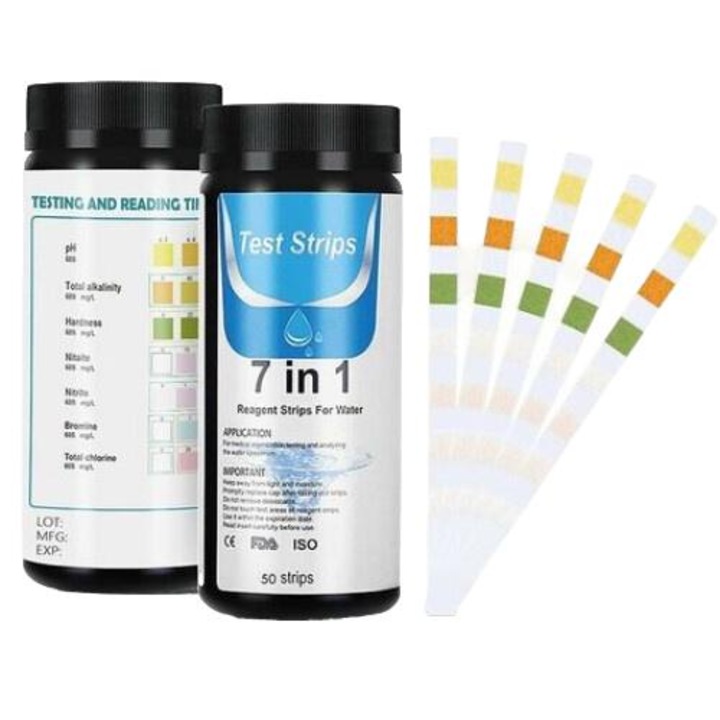 50 db vízminőség-tesztcsík készlet, BGHYHYHI, papír, 7 az 1-ben, többszínű