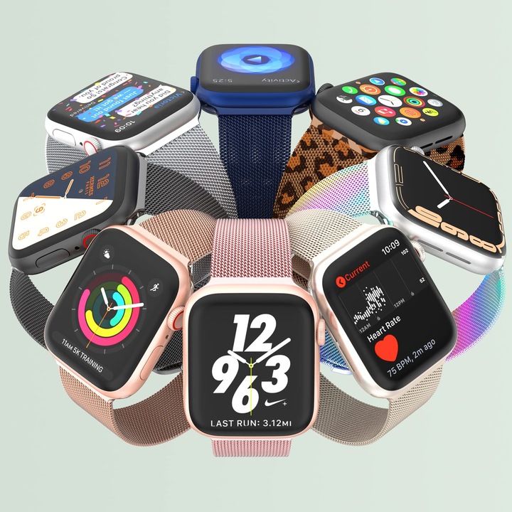 Apple Watch kompatibilis, rozsdamentes acél úraszíj mágneses csat, 38mm 40mm 41mm Milanese Stralight Color