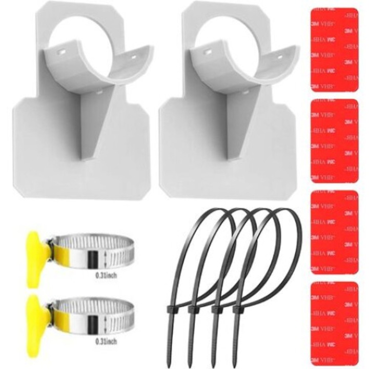 Комплект от 2 държача за маркуч за басейн, ABS, сив