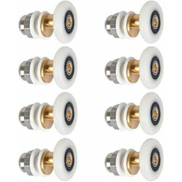 Rolete de dus BGHYHYHI, set de 8 bucati, diametru 27mm, pentru usi de sticla, compatibile cu usi curbate