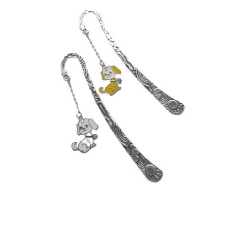 Set 2 semne de carte metalice, catel alb si catel galben, Eurozone