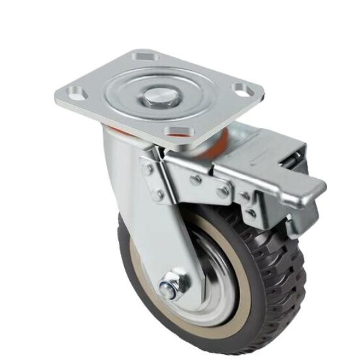 Set 4 roti pivotante cu frana, BGHYHYHI, capacitate de incarcare 400KG, diametru 150mm, gri