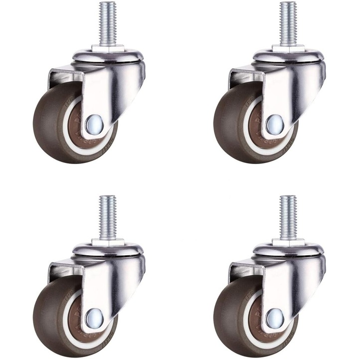 Mini roti mobile pentru mobilier, Enforose, rotile pivotante cu tija, constructie durabila, set de 4 bucati