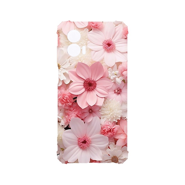 Силиконов калъф BestCase за Motorola Edge 50 Fusion, Pink And White Daisy, Air-Cushion Technology, 1.5MM, Anti Shock, AS 1145