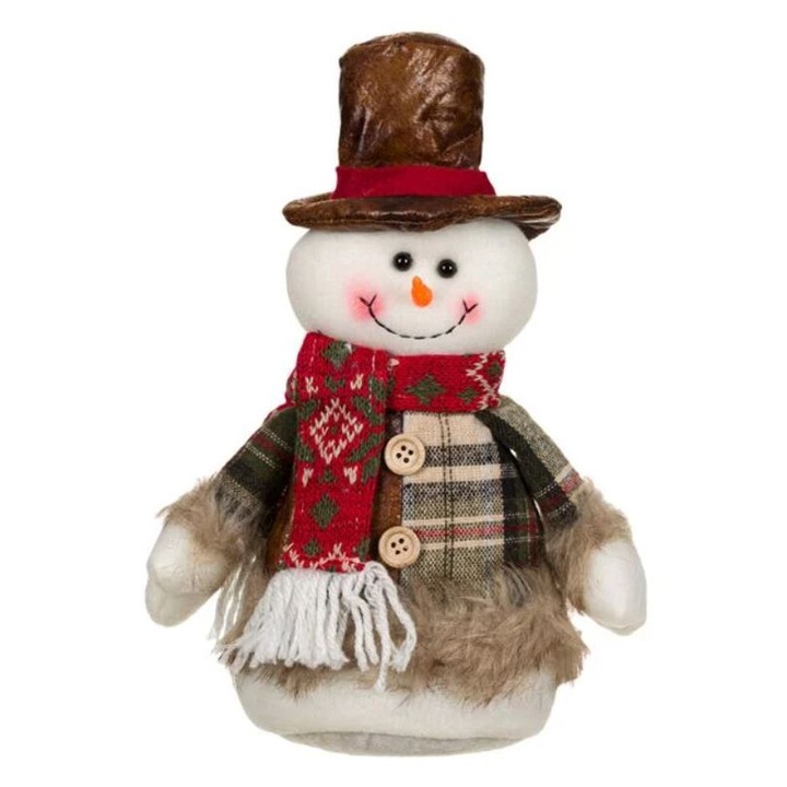 Figurina Decorativa de Craciun, Om de Zapada, Sacou cu Carouri si Palarie, Maro, 27cm, UnderShop®