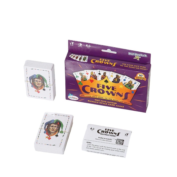 Joc de carti Five Crowns, BGHYHYHI, set pentru 2-7 jucatori, 5 costume