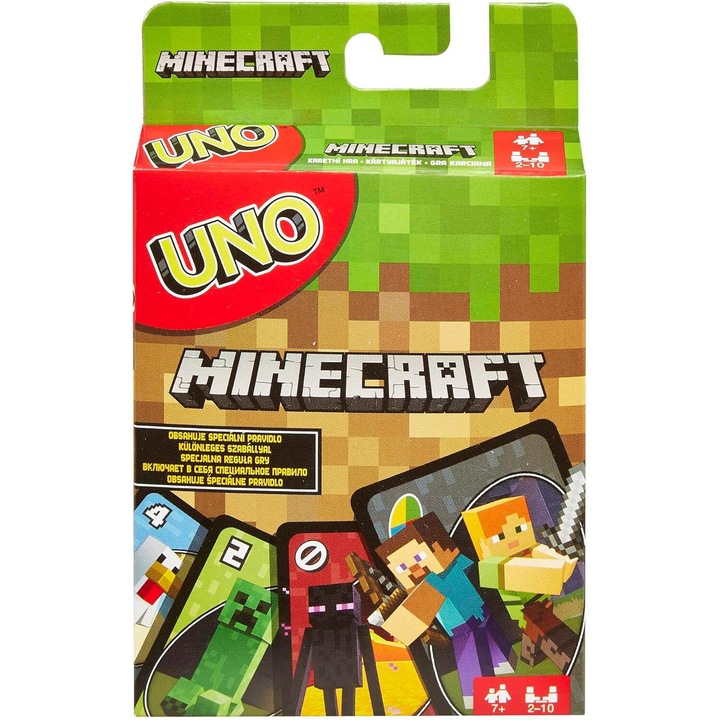 Társasjáték, UNO, Minecraft, 1-10 játékos, Multicolor