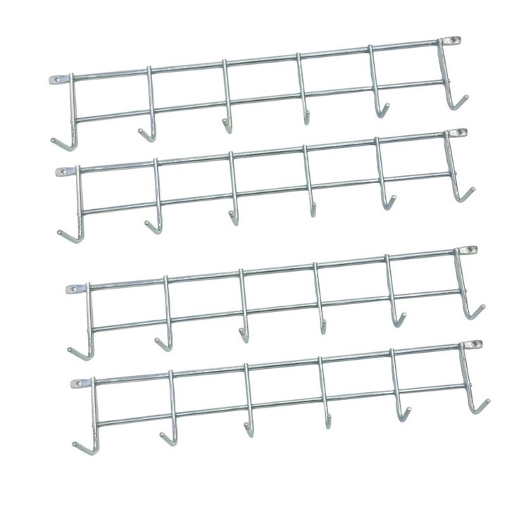 Suporturi de perete pentru haine Niks, set 4 buc, metal, finisaj lucios, design durabil, rezistent la rugina