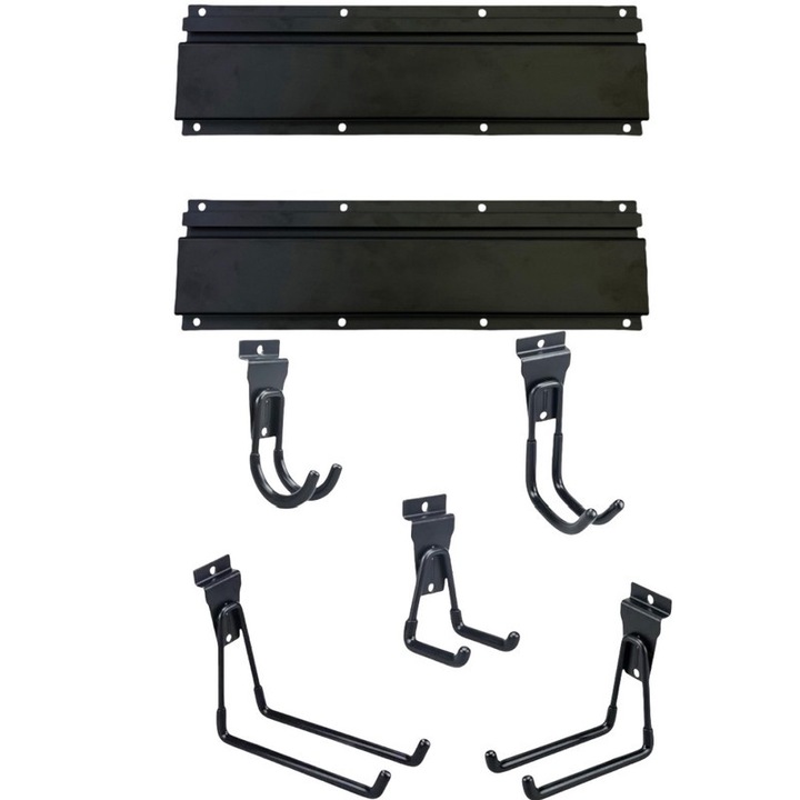 Set organizator de unelte Niks, suport metalic de perete 16 inch, pentru unelte de gradina, dimensiuni 16x30cm