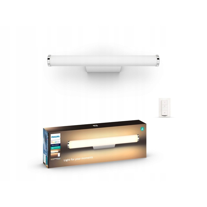 Aplica Philips Hue Adore, alb, LED 13W, dimabila, IP44, 42,4x11,6x4,3cm