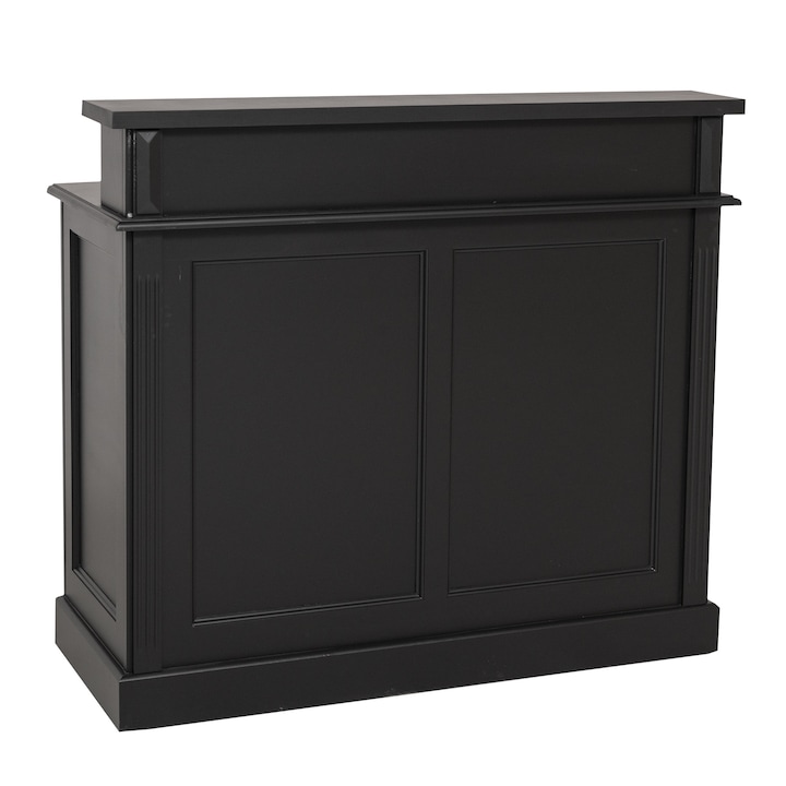 Bar cu 2 sertare, 2 compartimente deschise, culoare negru P003, vopsit, 100% lemn masiv, 120x51x107 cm