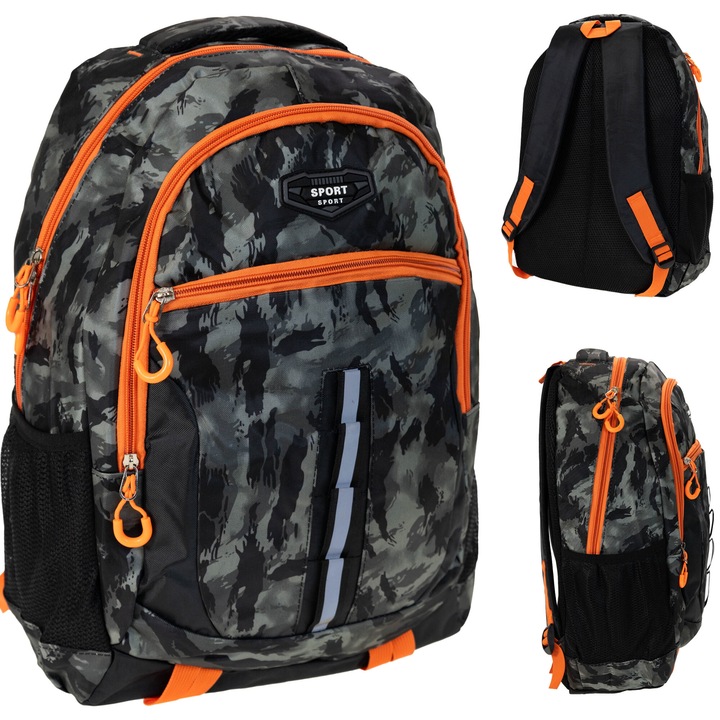 Rucsac multifunctional, 25L, 45x30x20cm, moro, cu 3 compartimente, pentru scoala si activitati in aer liber