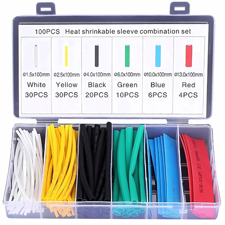 Set 100 tuburi termocontractabile, Novaza Tech, Polipropilena, 100mm, Multicolor