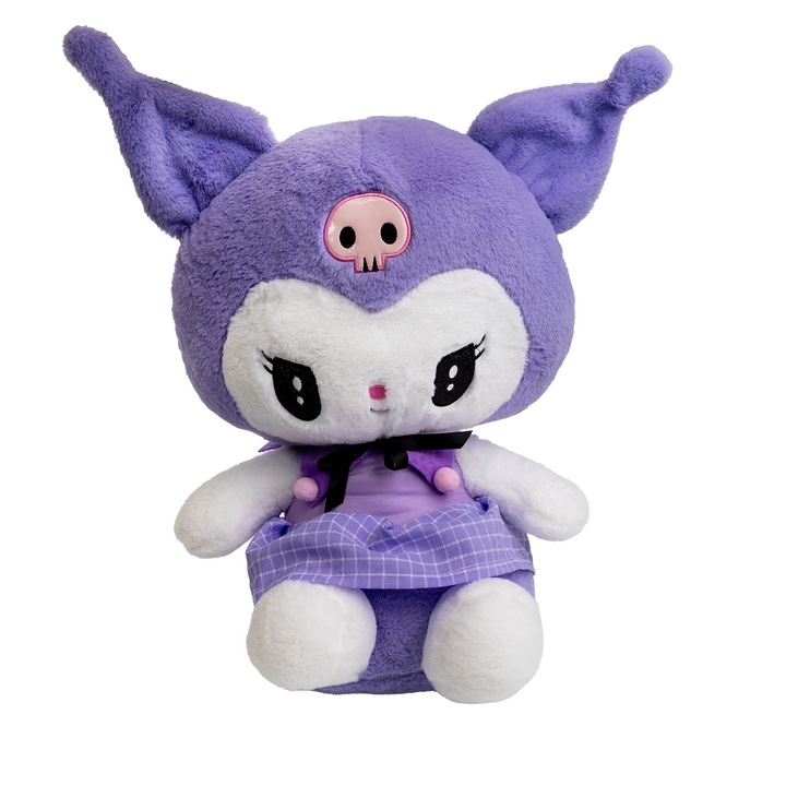 Плюшена играчка Kuromi, 45 см, бяло/лилаво