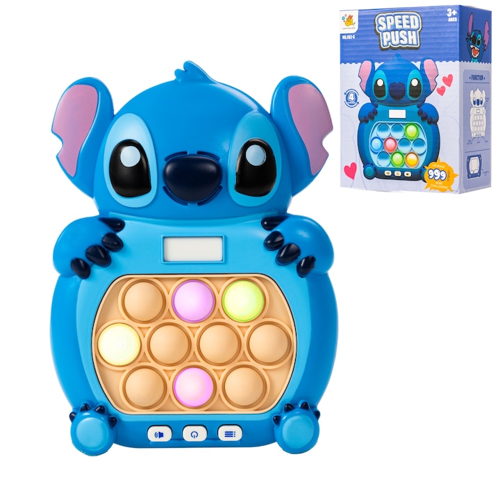 Interaktív gyerekjáték, Pop It Lilo & Stitch modell, 4 játékmód, 15x12cm, sokszínű
