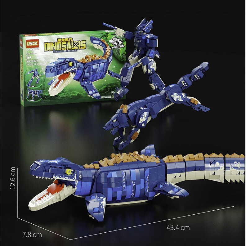 【極】SAURUS PLUG’N’’62BC＆Abu5000C スペシャルセット Set de constructie, Dinozaur Mosasaurus, 1156 elemente, multicolor