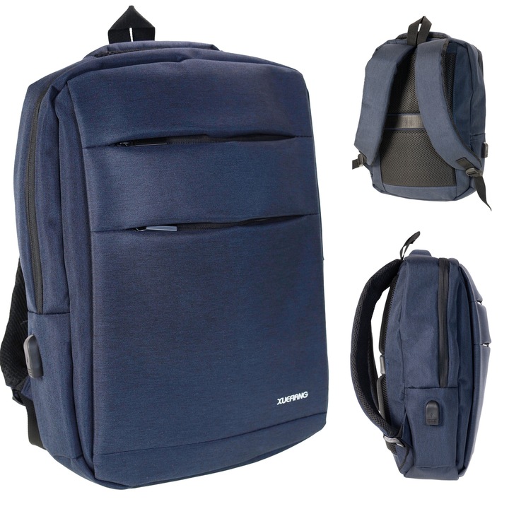 Rucsac multifunctional, granat, 22L, cu port USB, pentru laptop, 45x30x15cm