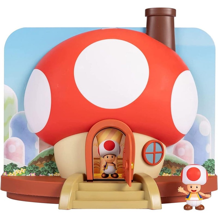 Jakks Pacific Super Mario Bros Toad's House Gyerekfigura, 23 cm, Műanyag, 3 éves kortól