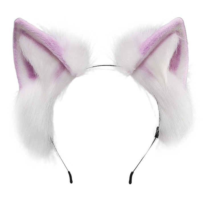 Coroana cu urechi de animale din blana artificiala, AMRINUGL, multicolor, ajustabil, pentru Halloween si petreceri