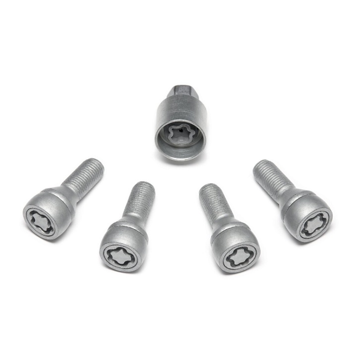 Set incuietori antifurt M12 gri pentru jante din aliaj, compatibil cu Jogger