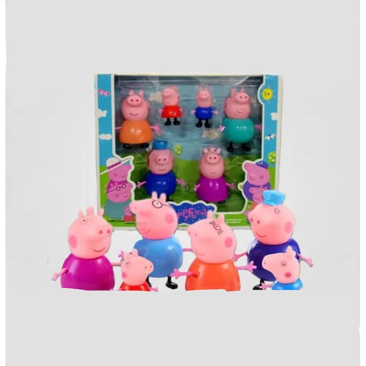 Set 6 figurine Peppa Pig, Purcelusa Pepa, dimensiuni figurine 5-9 cm, PICCGROVE®