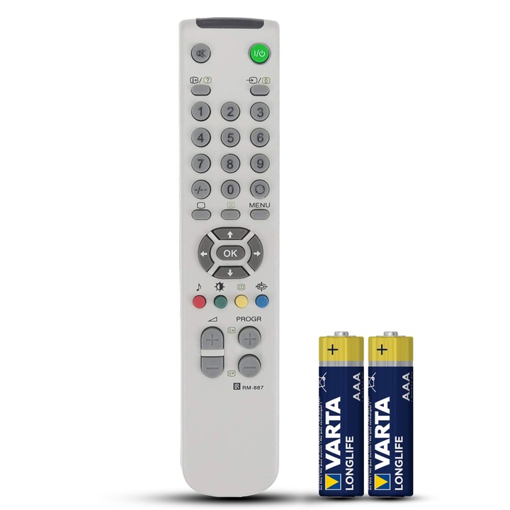 Telecomanda compatibila Sony, RM-887, TEMIX®, alba, baterii incluse