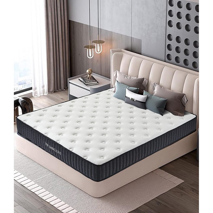 Comfort Line 160x200x23cm saltea ortopedica antialergenica cu arcuri buzunare, saltea dura cu husa matlasata