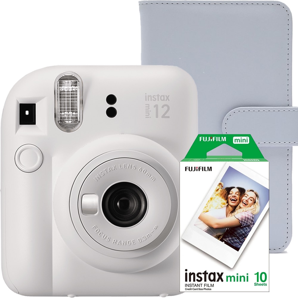 Aparat foto Instant Fujifilm Instax Mini 12 Clay White + Album + Film Mini 1x10