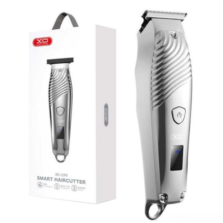 Masina de Tuns, XO-CF9 Smart Haircutter, Trimmer barba, Capacitate 600mAh, Autonomie 100 minute, Argintiu