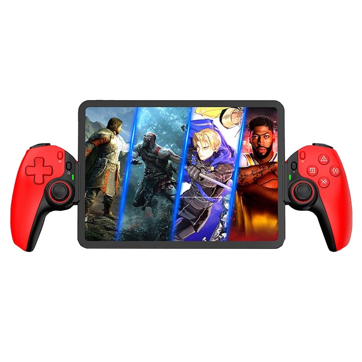 Vezérlő, Vezeték nélküli kontroller, OPTIM SOLUTION, Gamepad táblagépekhez, telefonokhoz, Nintendo Switch/PS3/PS4, Bluetooth V5.2, 400mAh, Piros