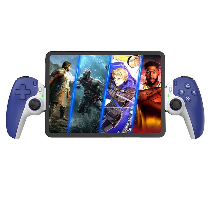 Vezérlő, Vezeték nélküli kontroller, OPTIM MEGOLDÁS, Gamepad táblagépekhez, telefonokhoz, Nintendo Switch/PS3/PS4, Bluetooth V5.2, 400mAh, Kék