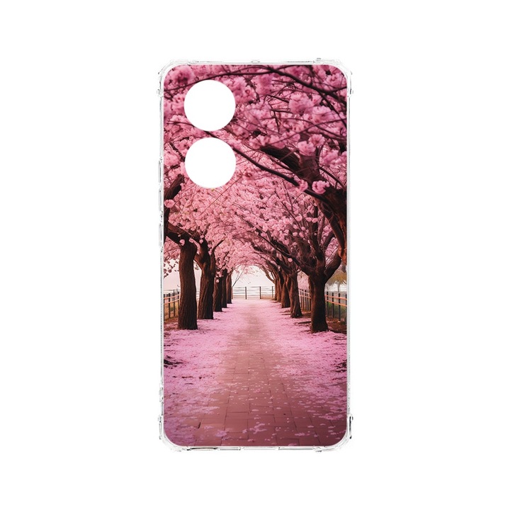 BestCase® Husa Anti Shock 1.5MM, compatibila cu OPPO A18, Cherry Blossom Trees, Air cushion Technology, AS 1379