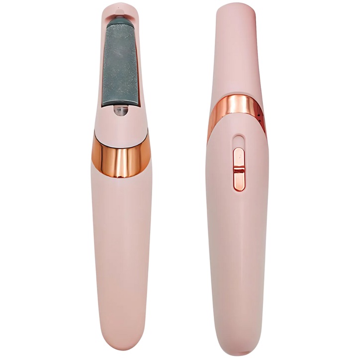 Електрическа пила, S DEPOT®, преносима, за пети, акумулаторна, LED светлина, 2 сменяеми глави, 2 степени за скорост, розова