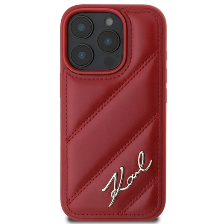 Karl Lagerfeld KLHCP16LPQDSMGR iPhone 16 Pro készülékhez 6,3 hüvelykes merev tok Quilted Signature, piros