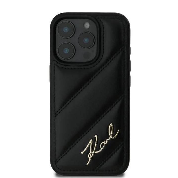 Husa Karl Lagerfeld compatibila cu iPhone 16 Pro, Quilted Signature, Negru