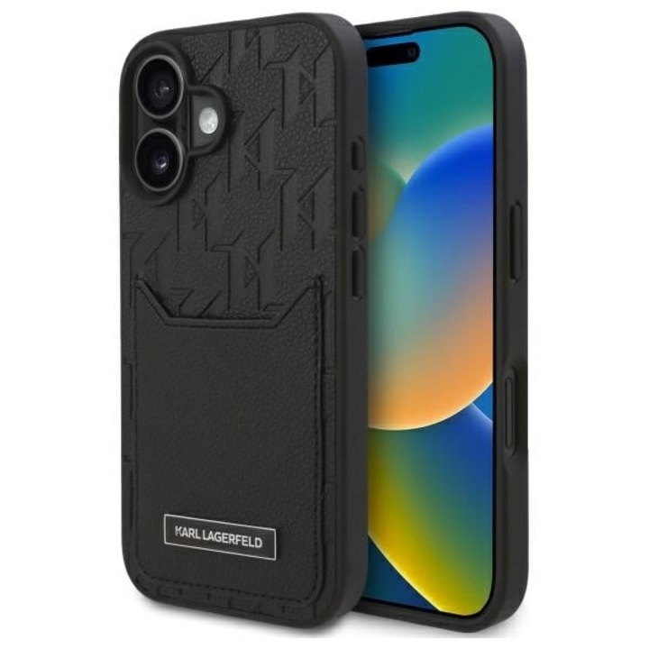 IPhone 16 tok – Karl Lagerfeld Hardcase Leather Cardslots (KLHCP16SPGKHPRPK) – Monogram