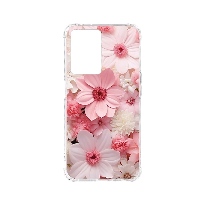 BestCase Anti Shock 1.5MM telefontok, kompatibilis modell OPPO A57 / A57s / A77 / A77s, Pink And White Daisy, Air-Cushion technology, AS 1145