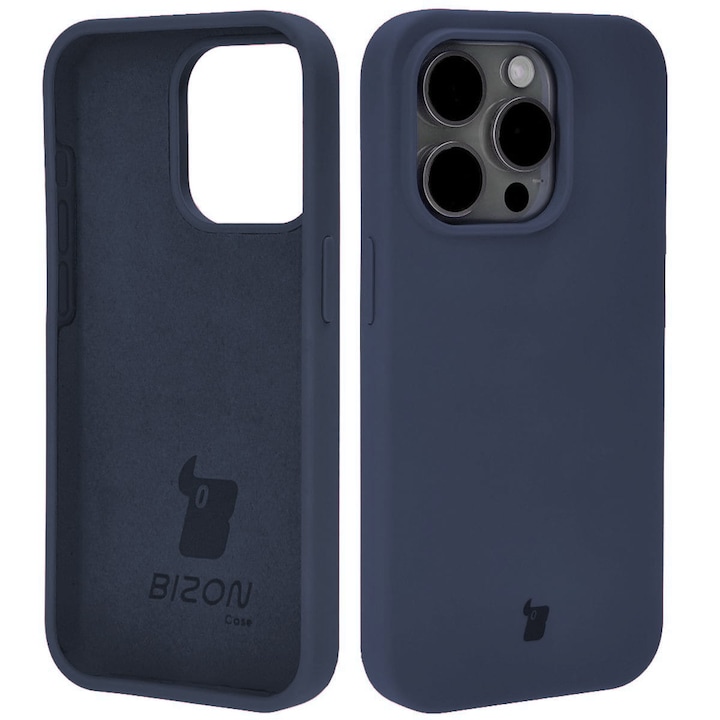 Husa Bizon Soft Case pentru iPhone 15 Pro, albastru inchis