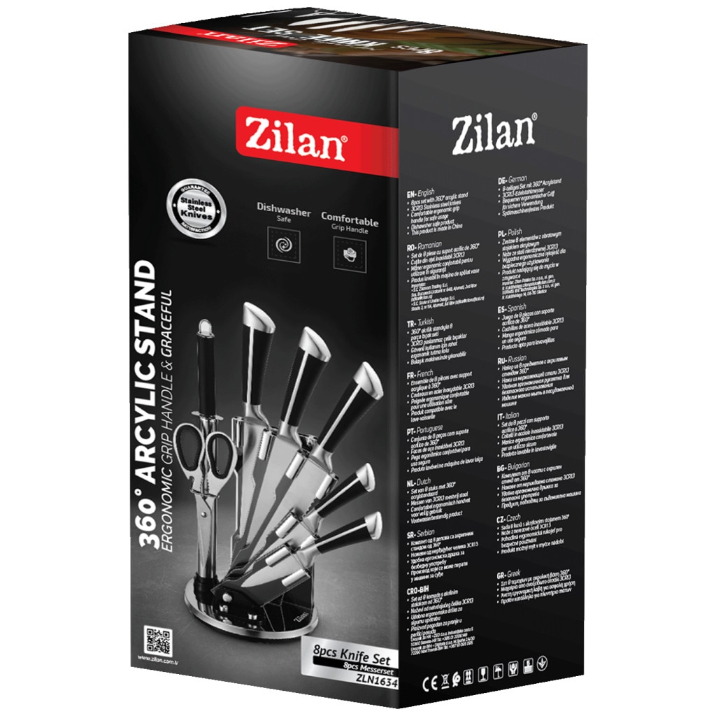 Set cutite 8 piese din otel inoxidabil, cu suport ZILAN / ZLN 1634