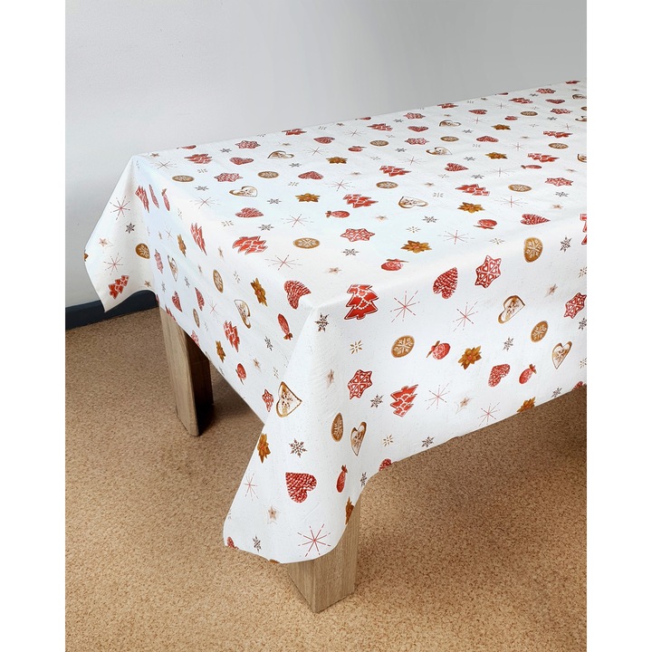 Fata de masa cu modele de iarna, 140 x 200 cm, DecoMeister®, CA395-140-0200S