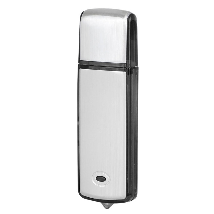 Шпионско устройство NewEvo®, USB, 16 GB, 200 часа запис, Обхват до 8 метра, Капацитет на батерията 350mAh, Сребрист