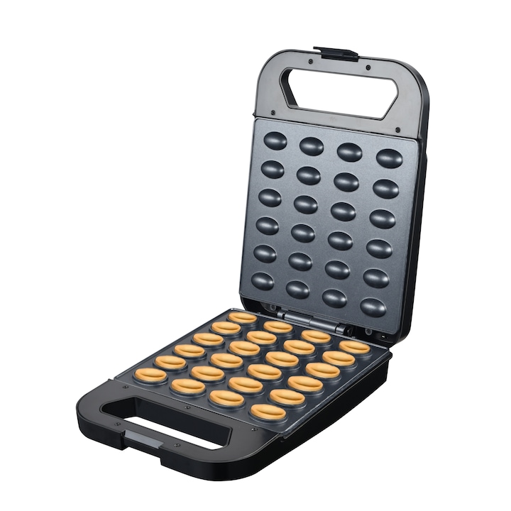 Starcrest SNM-4024BX Diós sütemény készítő, 24 forma, 1400W, jelzőfény, tapadásmentes lapok, fekete/inox