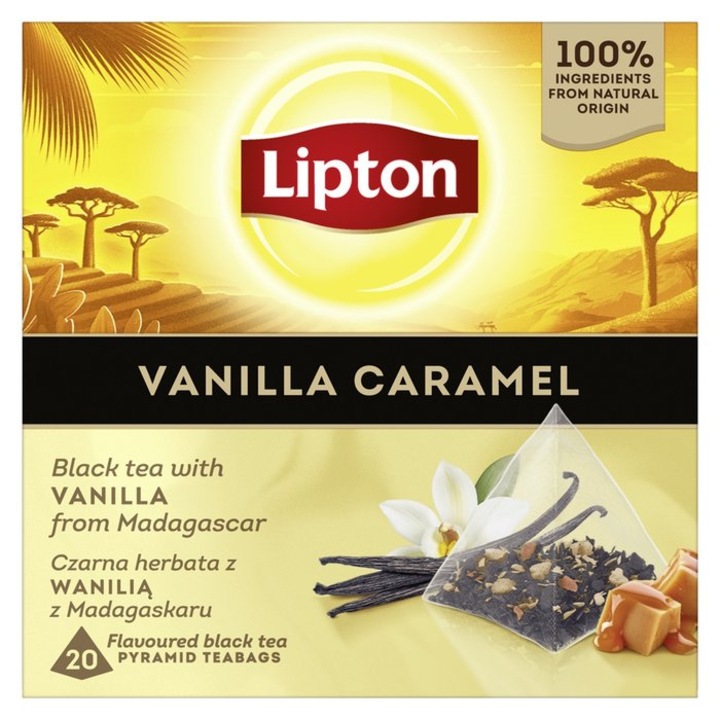 Ceai negru Lipton Vanilla Caramel 20 pliculete piramidale